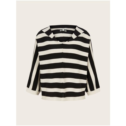 Пуловер Tom Tailor для женщин черный, размер S (44) белый/черный  