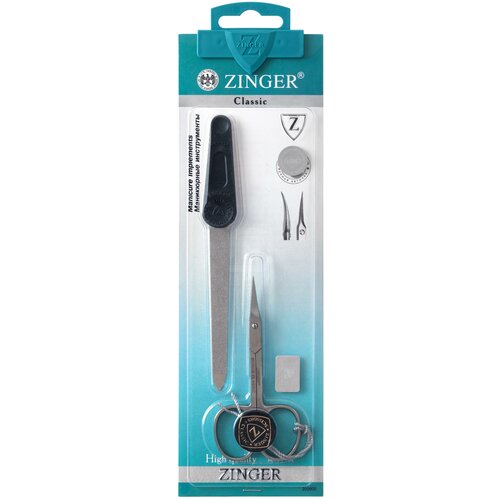Zinger набор маникюрных инструментов zo-SIS- 13-S (Пилка металлическая+Ножницы закругленные, тонкие, острые )
