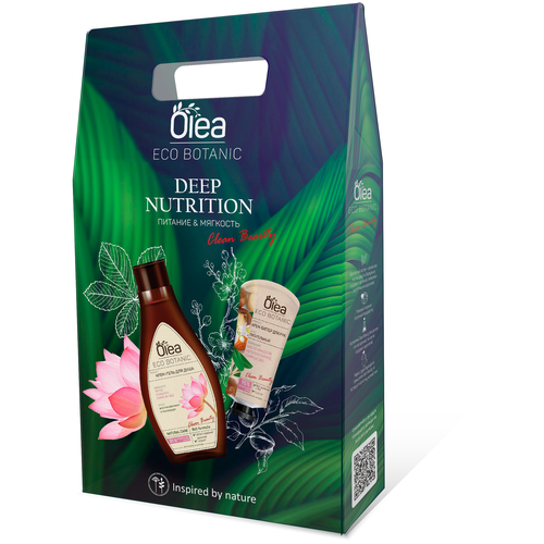 OLEA Подарочный набор ECO BOTANIC DEEP NUTRITION Крем-гель для душа Лотос и Каштан 300 мл + Крем-баттер для рук 50 мл картон КК/14