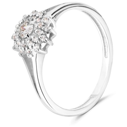 59068 Кольцо Русские самоцветы кольцо из белого золота 585 пробы с бриллиантами Астерия,17,5 размер