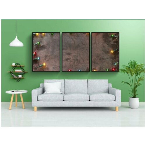 фото Набор модулных постеров для интерьера "рождество, огни, рождественские огни" 60x90 см. в тубусе, без рамки lotsprints