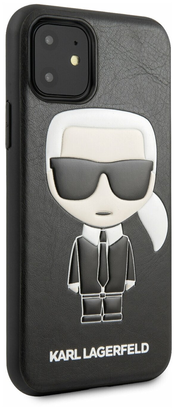 Чехол Lagerfeld для iPhone 11 PU Leather Iconik Karl Hard Black