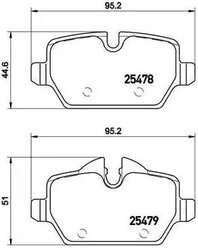 Дисковые тормозные колодки задние brembo P06080 для Mini Cooper Countryman, Mini Paceman (4 шт.)