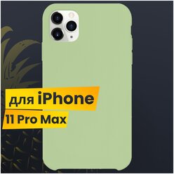 Защитный чехол для Apple iPhone 11 Pro Max с Софт Тач покрытием / Soft touch Silicone Case на Эпл Айфон 11 Про Макс / Силикон кейс (Фисташковый)