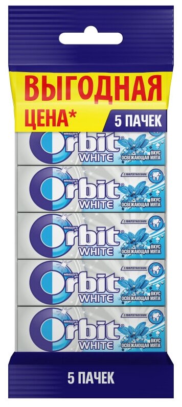 Жевательная резинка Orbit Сладкая мята без сахара, 13.6 г, 5 шт. в уп.