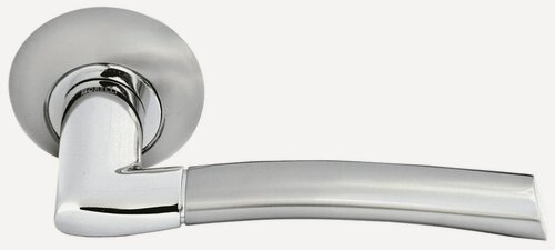 Изображение товара Ручка дверная Morelli MH-06 SN/CP белый никель/хром, ручки для межкомнатных дверей на круглой розетке комплект, фурнитура