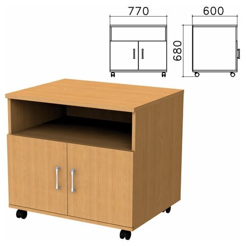 Тумба для оргтехники "Монолит", 770х600х680 мм, 2 двери, полка, цвет бук бавария, ТМ30.1 - фотография № 2