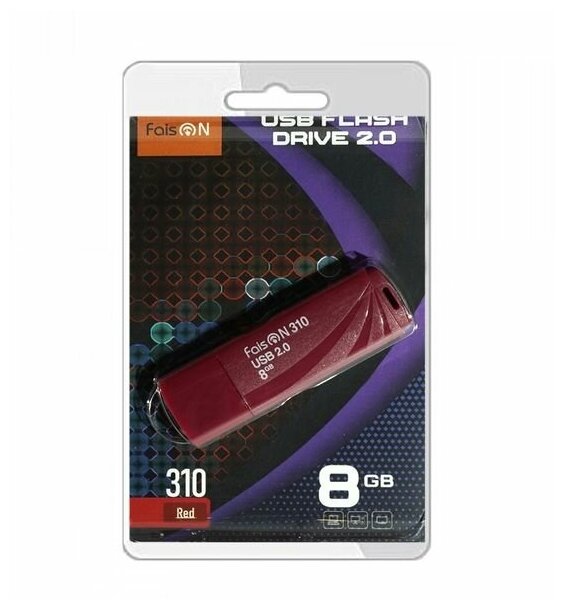 Флешка FaisON 8Gb ,310, USB 2.0, пластик, красный