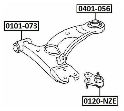 Сайлентблок рычага подвески (комплект 494 шт.) Asva 0401056 для Mitsubishi Lancer VII Outlander I; Toyota Opa Vista