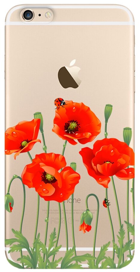 Чехол и защитная пленка для Apple iPhone 6 Plus Deppa Art Case Flowers маки