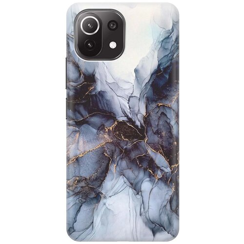 фото Ультратонкий силиконовый чехол-накладка для xiaomi mi 11 lite 4g с принтом "черно-белый мрамор" gosso