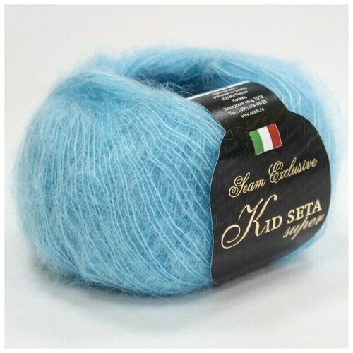 Пряжа Kid Seta Super Seam цвет 261 небесно-голубой, 10шт*(210м/25г), 75% супер кид мохер 25% японский шелк