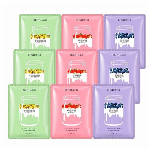 фото Beotua набор увлажняющих тканевых масок для лица с коллагеном, 9 шт.