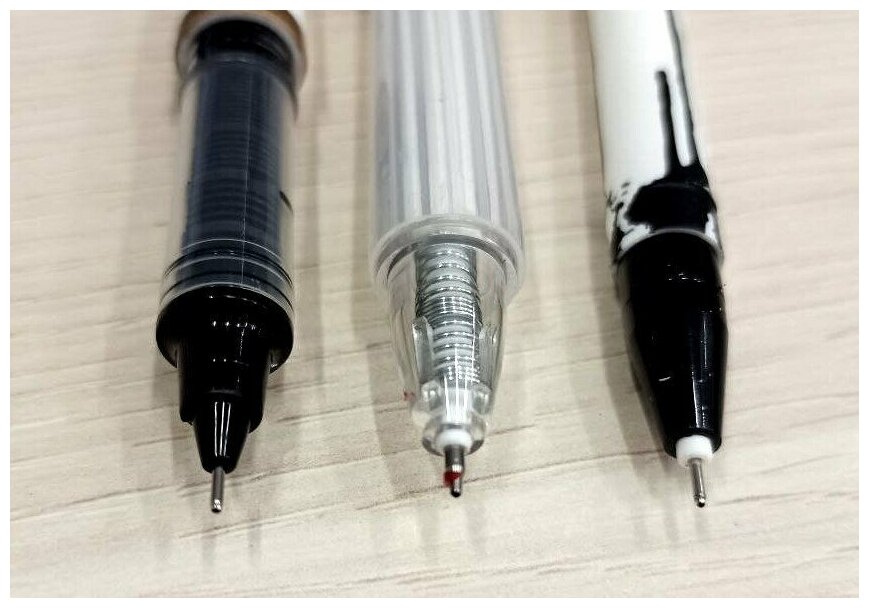 Ручки гелевые набор 3 штуки разные виды в одном наборе. В монохромном японском стиле живописи суми-э
