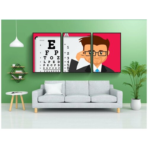 фото Набор модулных постеров для интерьера "глаз, контрольная работа, очки" 60x90 см. в тубусе, без рамки lotsprints