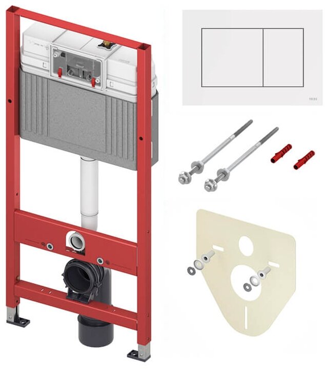 Комплект TECE для установки подвесного унитаза: инсталляция, пластиковая панель смыва TECEnow, белая 9400413
