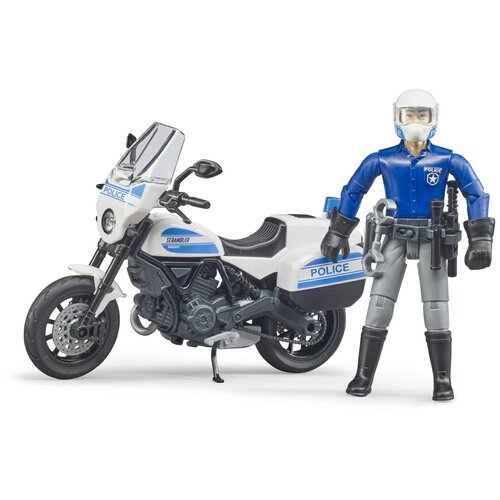 Мотоцикл Bruder Scrambler Ducati 62-731 1:16, 14 см, белый/синий