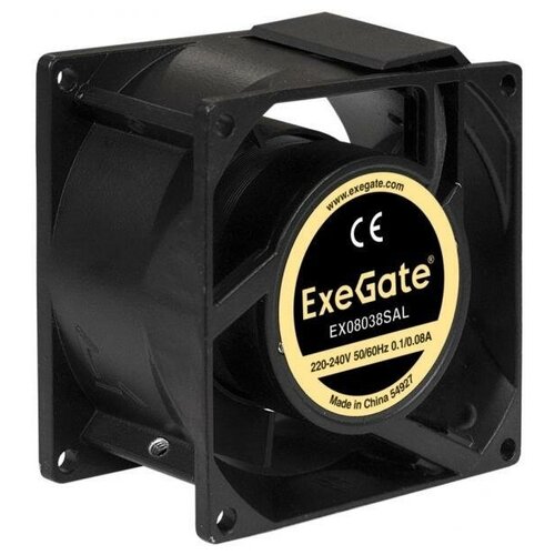 Exegate EX289001RUS Вентилятор 220В ExeGate EX08038SAL (80x80x38 мм, Sleeve bearing (подшипник скольжения), подводящий провод 30 см, 2400RPM, 36dBA)