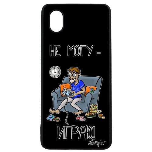фото Защитный чехол на смартфон // samsung galaxy a01 // "не могу - играю!" прикольный шутка, utaupia, черный