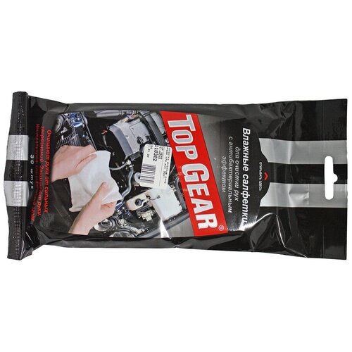 Салфетка влажная для очистки рук 20х16см в мягкой упаковке 30шт TOP GEAR 48040 440₽