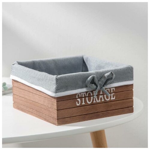 Корзина для хранения Storage, 19x19x10 см, средняя, дерево, цвет коричневый, серый