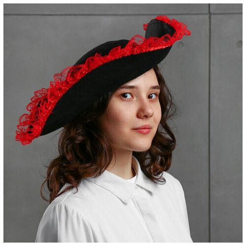 Карнавальная шляпа Пиратка, с каймой, р-р. 56-58 карнавальная шляпа с кантом красная