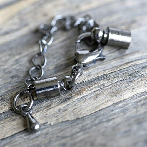 Зажим-концевик для шнура 5 шт, цвет черный, латунь, размер 8х4 мм, для изготовления браслетов, ожерелий