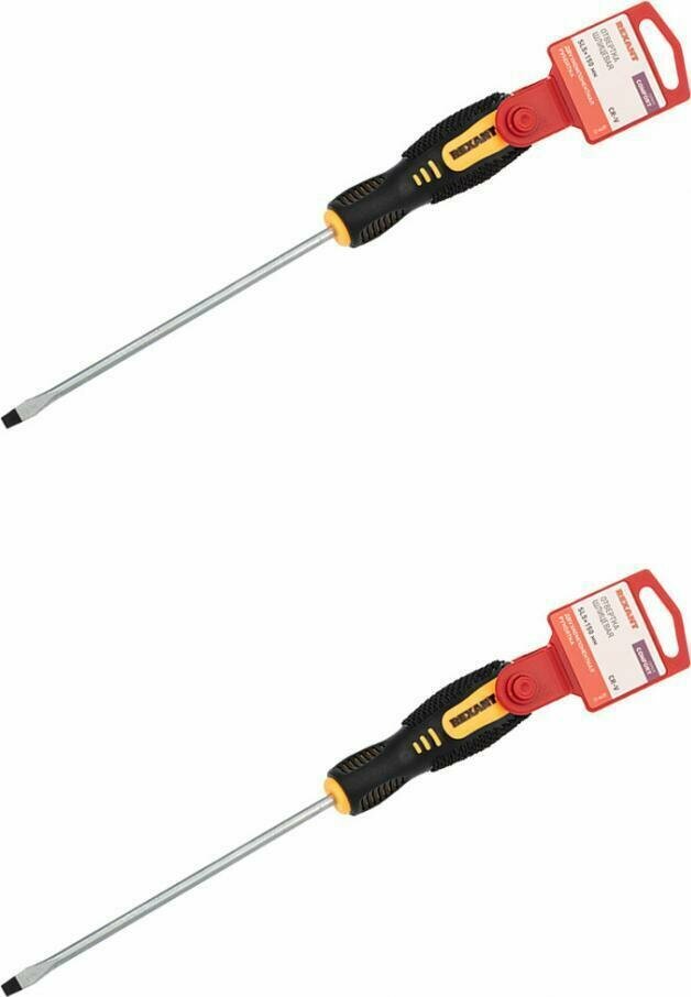 фото Отвертка Rexant шлицевая SL5x150мм хром-ванадиевое жало магнитный наконечник двухкомпонентная ручка (комплект из 2 шт)