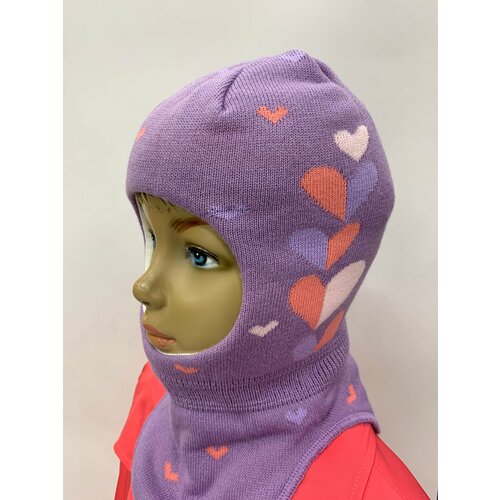 фото Шапка шлем , демисезон/зима, вязаная, размер 48/50, фиолетовый россия