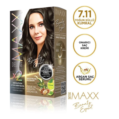 Раска для волос махх DELUXE тон 7.11 Интенсивно пепельный русый (Макс Делюкс) 261 мл