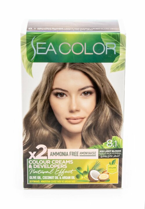 Sea Color / Сиа Колор Краска для волос стойкая тон 8.1 пепельный светло-русый без аммиака 210мл / красящее средство