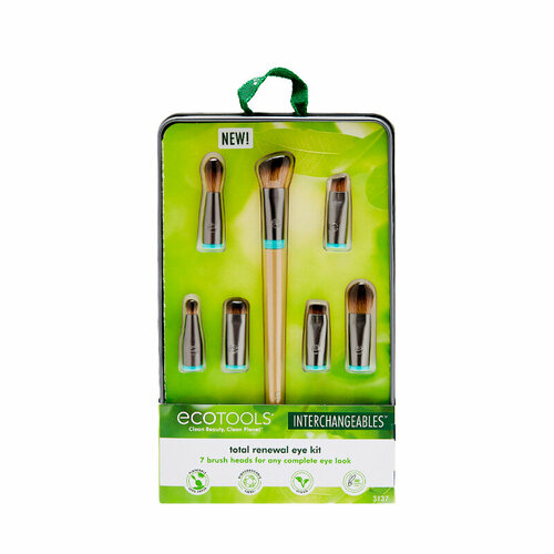 набор кистей для макияжа 5 сменных насадок и 2 ручки ecotools interchangeables daily essentials total face kit 1 шт Набор кистей для макияжа Ecotools Interchangeables Total Renewal 8 пр.