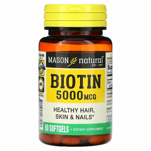 Mason Natural, Biotin, 5,000 mcg, 60 Softgels