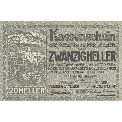 Австрия, Баден 20 геллеров 1914-1920 гг. австрия баден 20 геллеров 1914 1920 гг 3