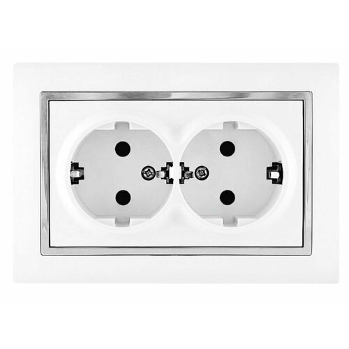 Розетка PRF Tesla Ultra 2СП бел евро+вст хром с/з в/сб з/ш