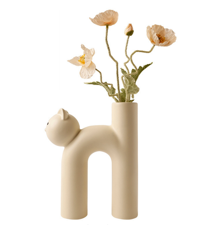 Ваза для цветов сухоцветов в виде котика MyPads идеально подойдет для любого интерьера Y239396, декоративная в минималистичном стиле, ваза для цвет.