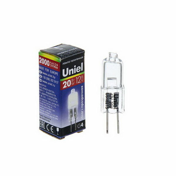 фото Лампа галогенная G4, 20 Вт, 12 В, прозрачная