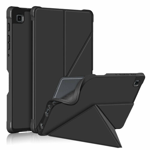 Чехол-обложка MyPads для Samsung Galaxy Tab A7 Lite LTE SM-T220 / T225 (2021) с подставкой Оригами натуральная кожа черный чехол книжка mypads для samsung galaxy tab a7 lite lte sm t220 t225 2021 из качественной кожи с тиснением тематика книга в винтажном стиле ре