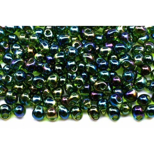 Бисер MIYUKI Drops 3,4мм #0288 оливковый, радужный прозрачный, 10 грамм