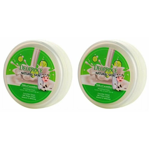 DEOPROCE Крем для лица с экстрактом огурца NATURAL SKIN NOURISHING CREAM MILK CUCUMBER 100г - 2 штуки крем для лица и тела на основе экстракта сока алое deoproce natural skin aloe nourishing cream