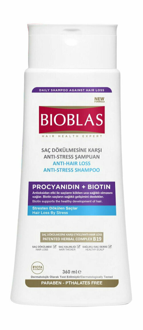 Шампунь против выпадения волос с процианидином и биотином Bioblas Procyanidin + Biotin Anti Hair Loss Anti Stress Shampoo