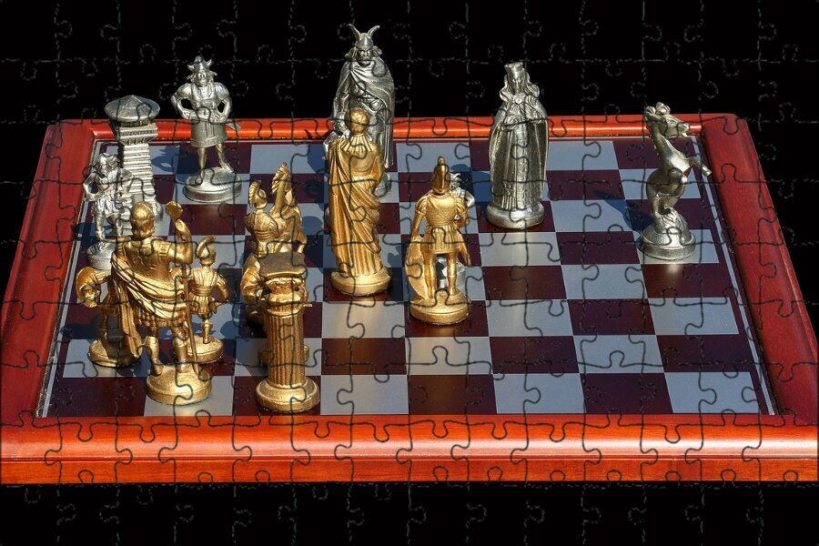Магнитный пазл "Шахматы, игра в шахматы, шахматные фигуры" на холодильник 27 x 18 см.