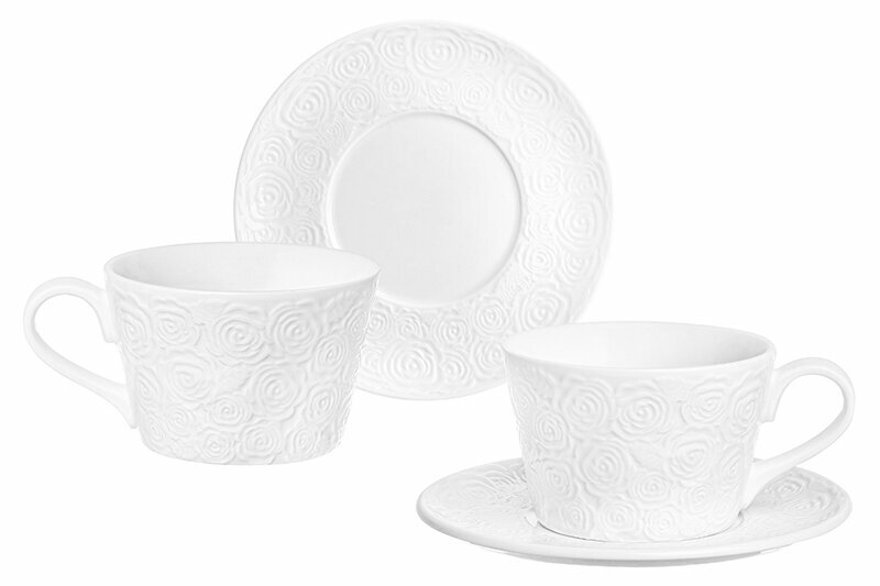 фото Чайная пара/ чашка с блюдцем / кружка для чая, кофе 4 предмета 360 мл Elan Gallery Розы