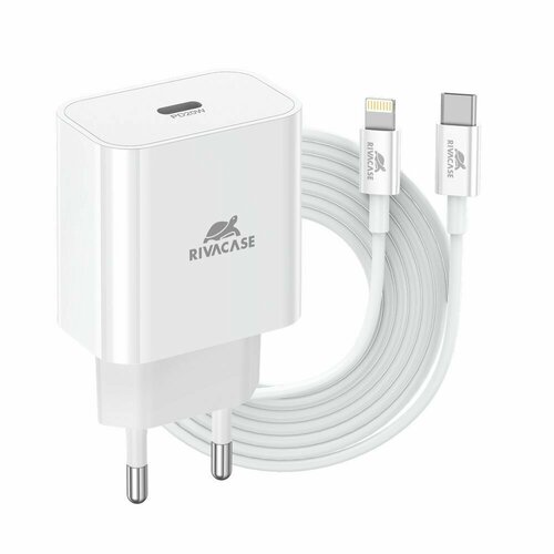 Сетевое зарядное устройство RIVACASE PS4101 WD5 белое 20Вт PD/1 USB-C, кабель USB-C-Lightning сетевое зарядное устройство apple 20w usb c power adapter белый в техпаке