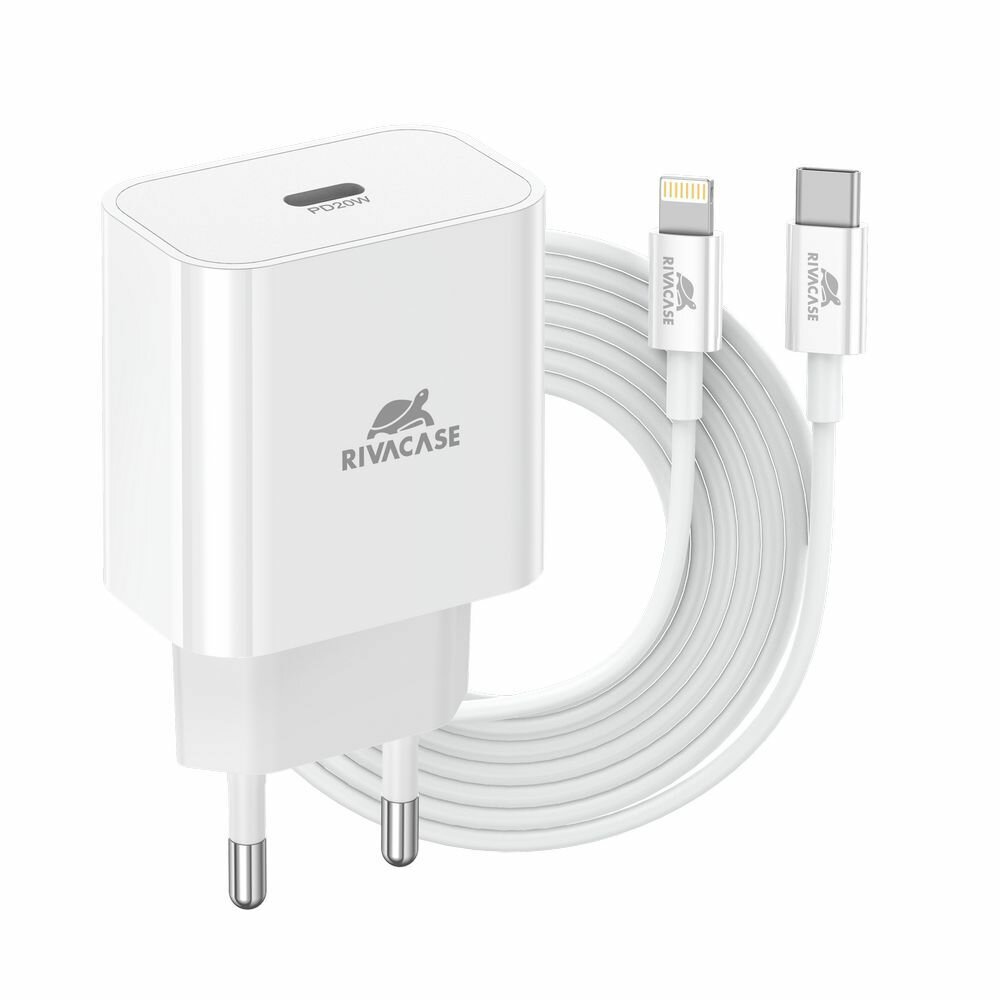 Сетевое зарядное устройство RIVACASE PS4101 WD5 белое 20Вт PD/1 USB-C кабель USB-C-Lightning