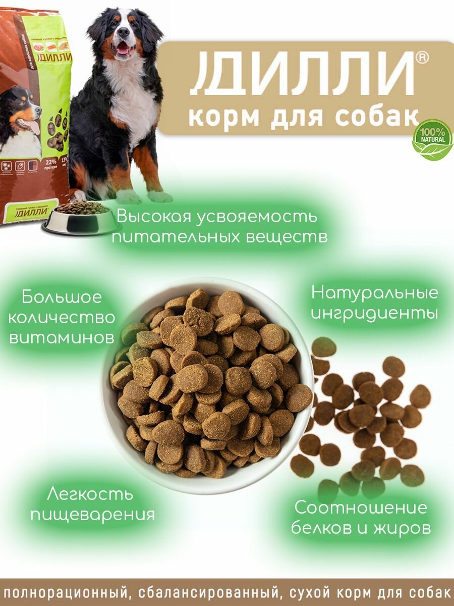 Корм сухой для собак Дилли / Говяжий гуляш с овощами, 14 кг — фото 1