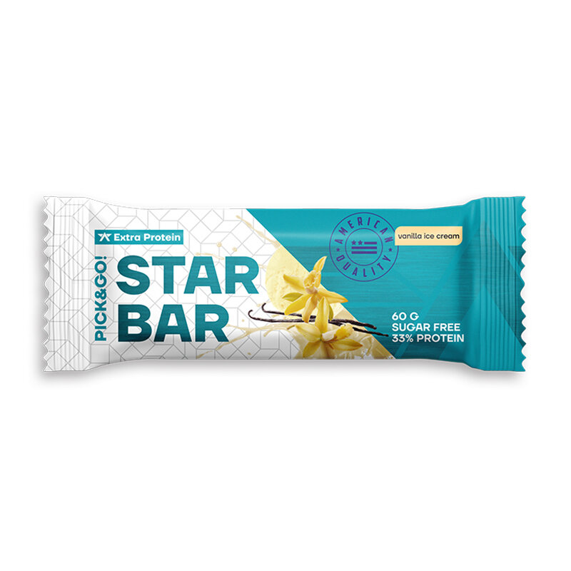 Протеиновые батончики без сахара в темном шоколаде, STARBAR Extra Protein, 12 шт по 60 г, Вкус: ванильное мороженое