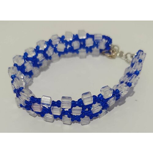 фото Браслет, стекло, металл, 1 шт., голубой fsb1