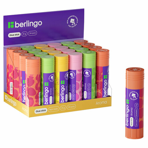 Клей-карандаш Berlingo Aroma, 21г, ароматизированный (мята, лимон, клубника, роза), ПВП, 3 штуки клей карандаш berlingo aroma 21г ароматизированный мята лимон клубника роза fpp 21100