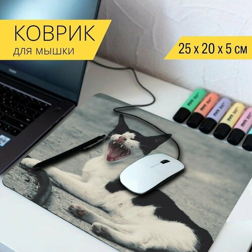 Коврик для мыши с принтом Кошка, тигр, feline 25x20см. коврик для мыши с принтом кошка тигр feline 25x20см